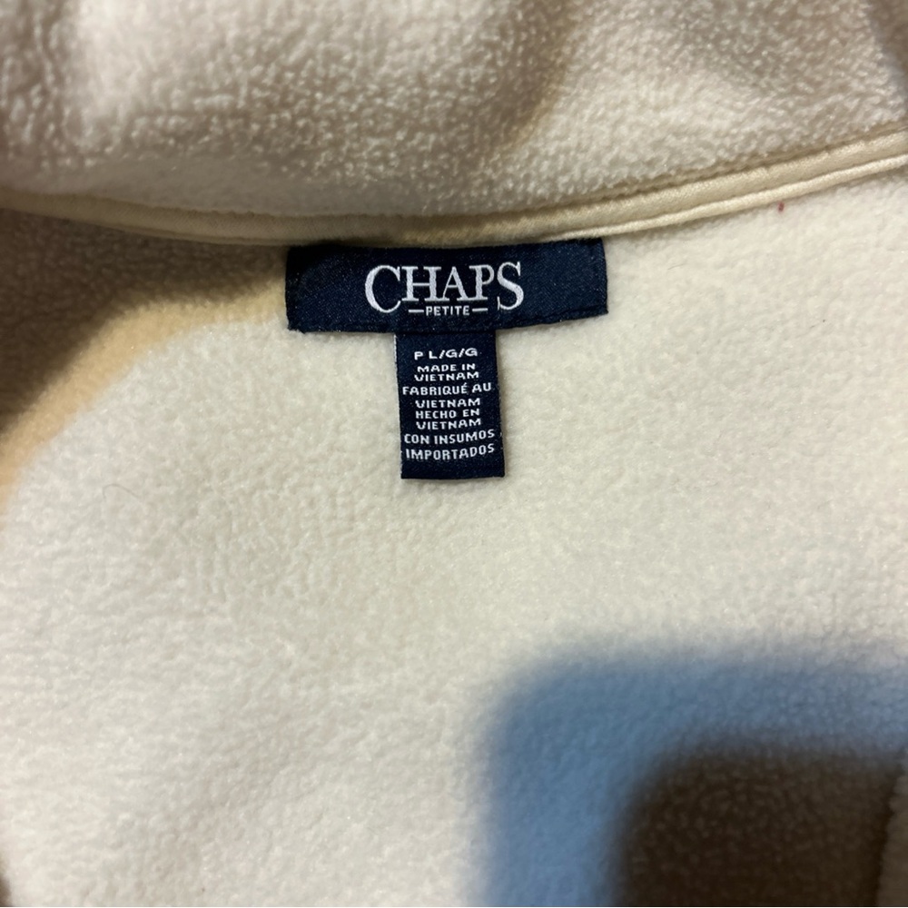 Chaps Womens Fleece Vest Size Large Full Zip Beige Pockets Casual - Picture 2 of 11